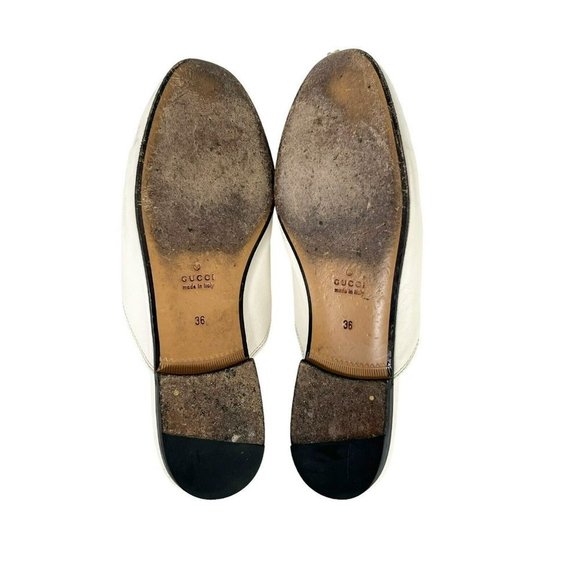 Gucci White Leather Loafers with Gold Hardware - Picture 10 of 10